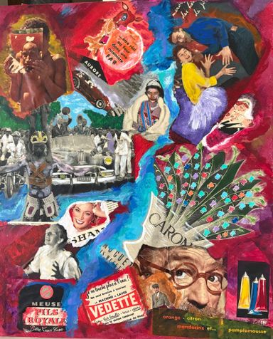 Sacha Guitry collages et peinture